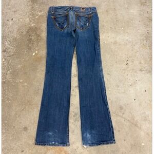 Sang‎ Real Womens Jeans Bootcut Embellished Pocket Distressed Denim Size 29